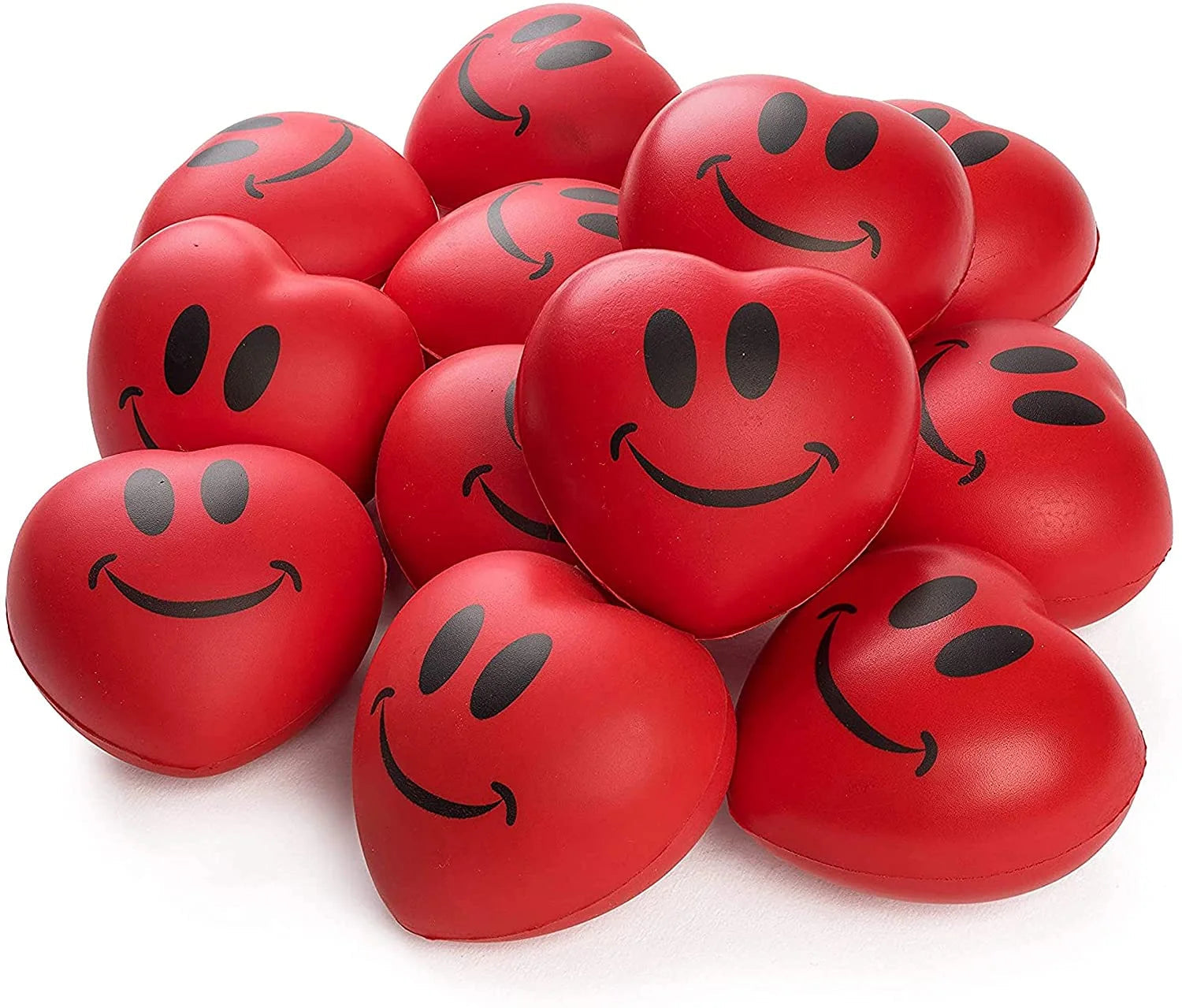 12-Unit Set of Heart Stress Balls - Valentines Day Red Hearts