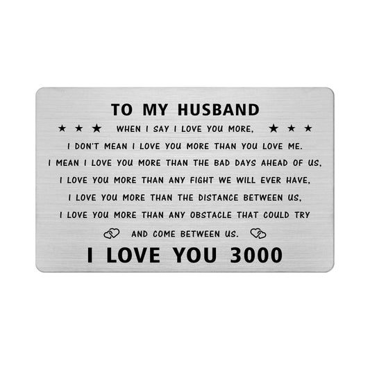 to My Husband Wallet Card, I Love You Gifts for Him Husband, Husband Birthday Card from Wife, Valentines, Fathers Day