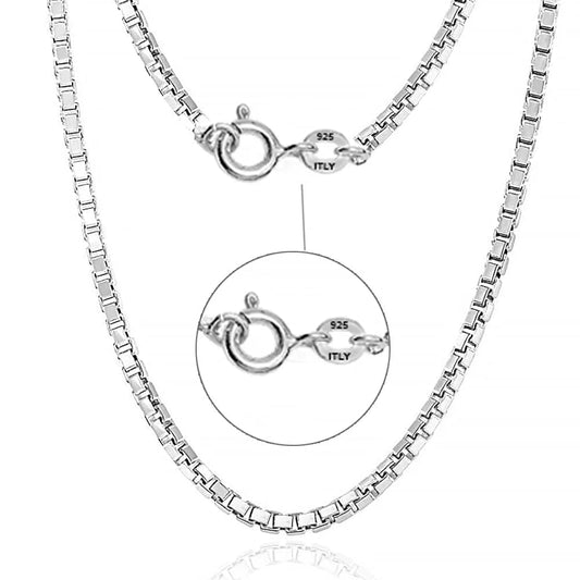 925 Sterling Silver Light-Weight Italian 2MM Box Chain Necklace for Men and Women 22" Inch