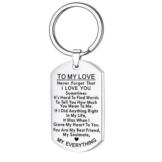 To My Love Keychain Gift for Husband/Wife, Anniversary, Valentines Day, Birthday Boyfriend Girlfriend Gift for Him Her Women Men (Silver)