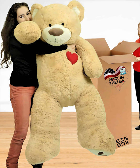 Giant 5 Foot Teddy Bear 60 Inches Soft  Valentines Day Gift, Huge and Fully-Stuffed, Heart on Chest to Express Love, Huge Stuffed Animal in Big Box Ready to Hug