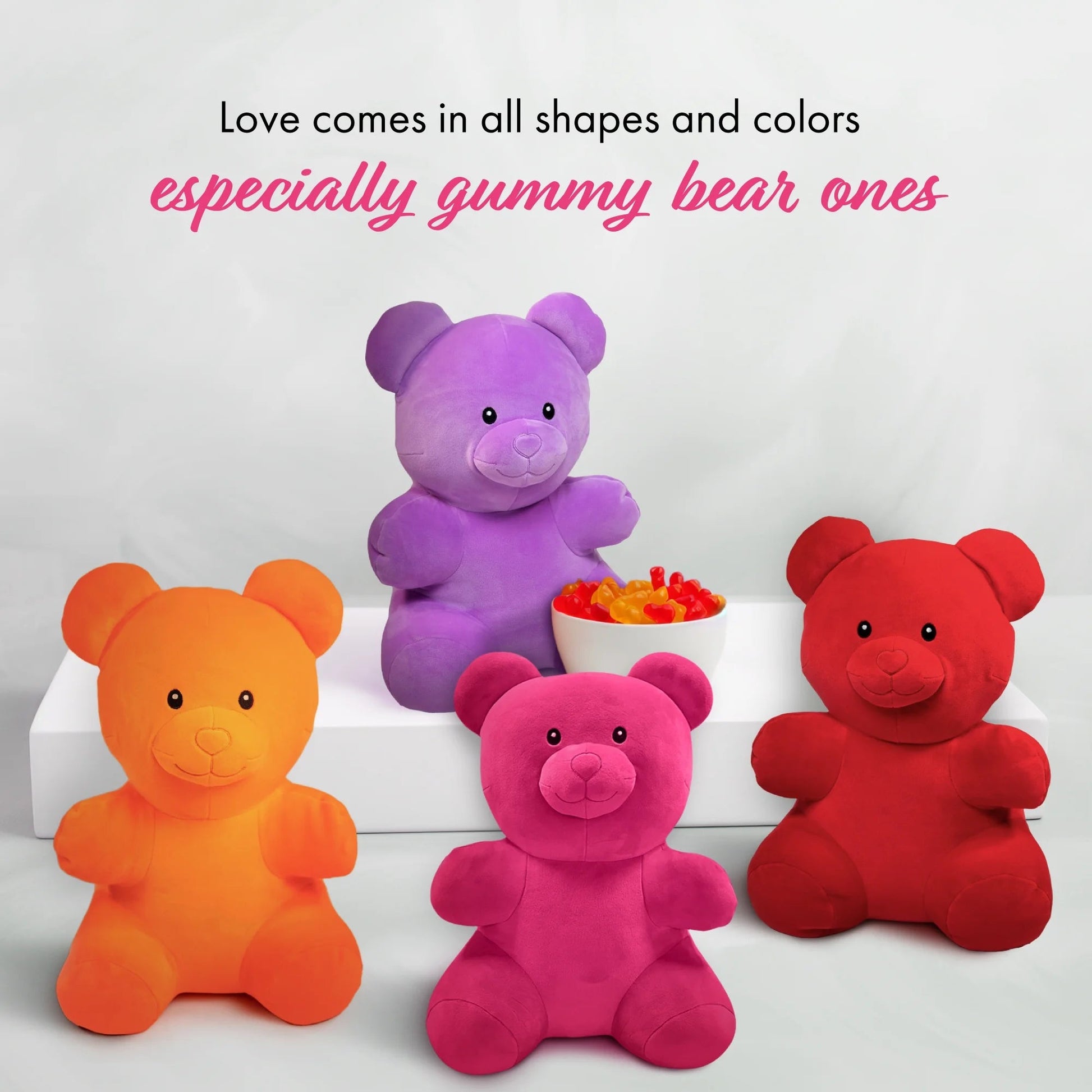 Valentine'S Day Gummy Bear Plush, Soft Teddy Bear, Great for Gifting, Pink, 16"